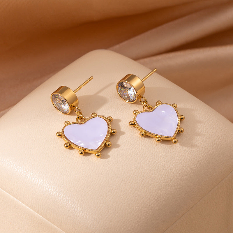 Retro Personalized Heart-shaped Titanium Ear Light Luxury High Rings