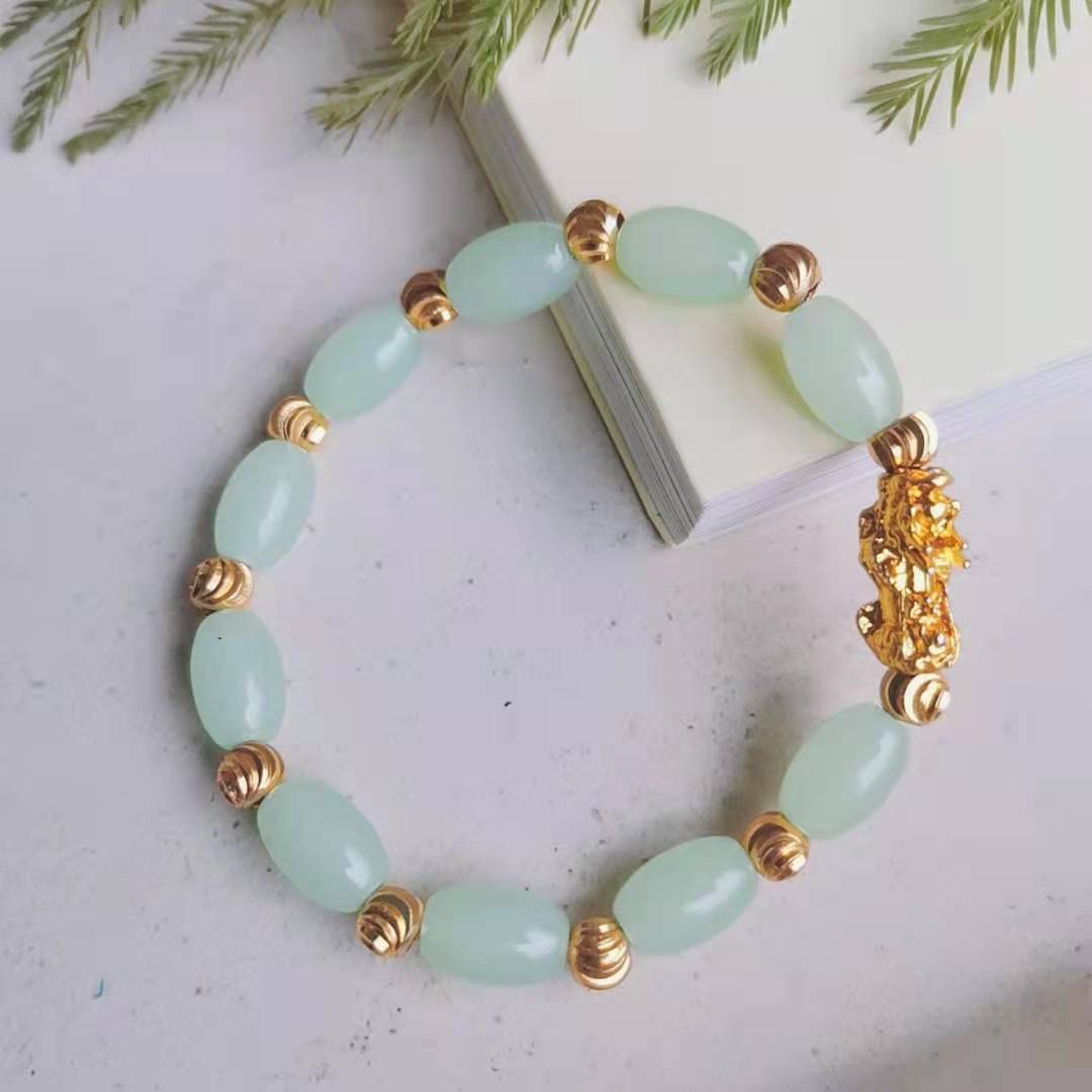 Gold Pi Imitation Obsidian Six Words Bracelets