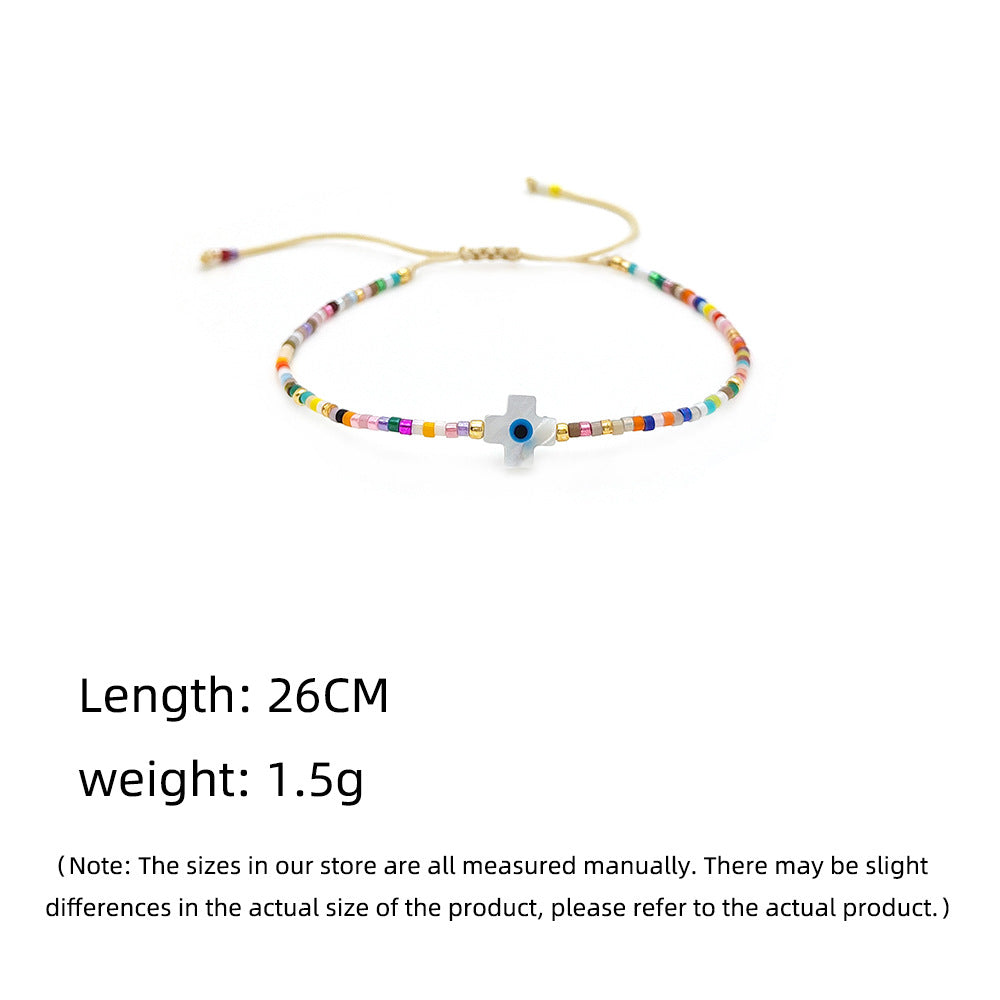 Women's Natural Shell Cross Eyes Carrying Strap Bohemian Bracelets