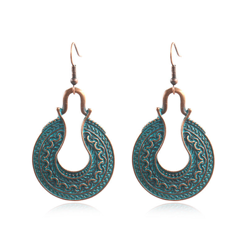 Popular Metal Alloy Geometric Leaves Turquoise Earrings