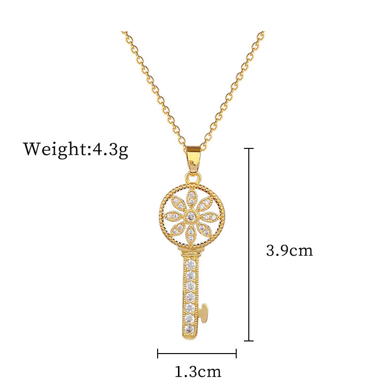 Steel Lucky Female Copper Micro Inlay Real Gold Plating Necklaces