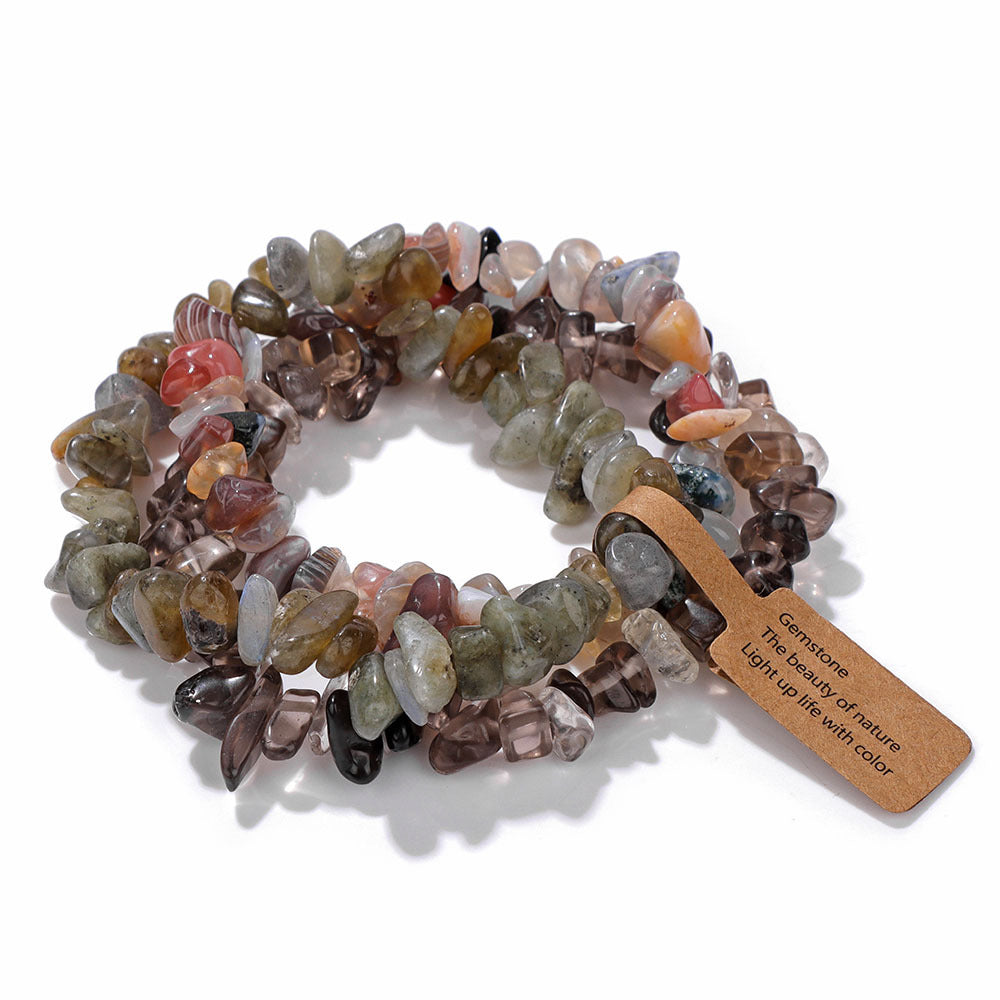 Women's & Men's Gravel Beads Three-piece Kraft Paper Tag Bracelets
