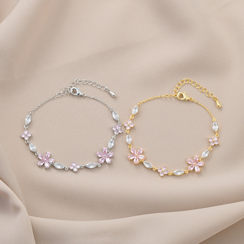 Women's Temperamental Niche Design Zircon Petal Fashion Bracelets