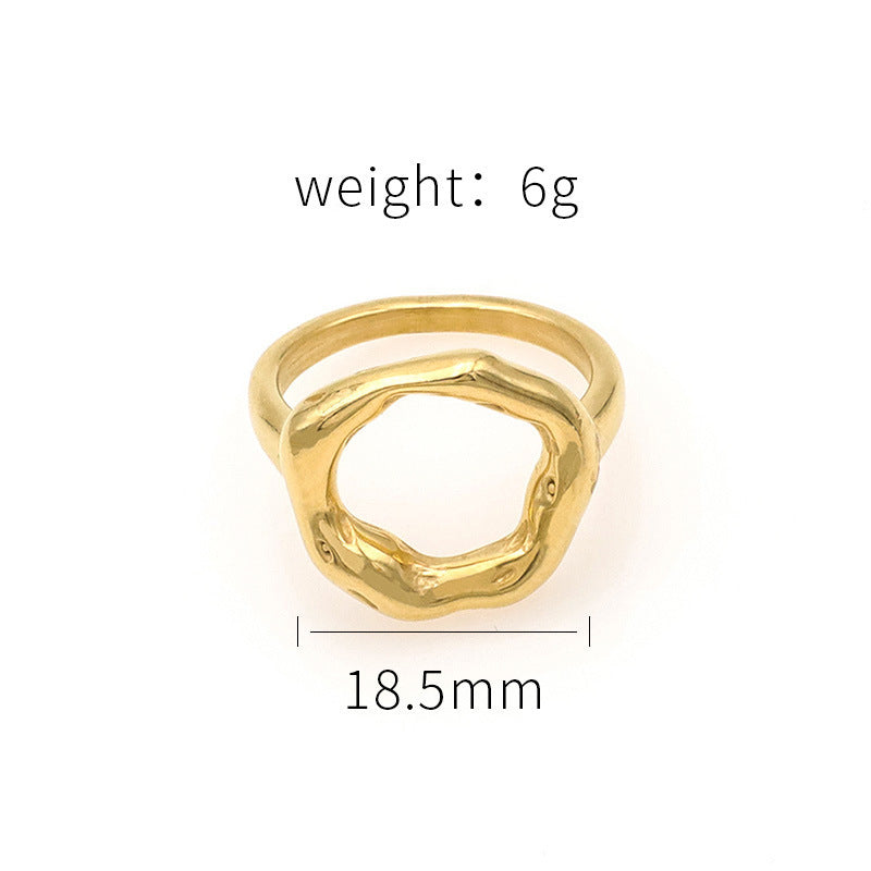 Geometric Stainless Steel Female Design Gold Rings