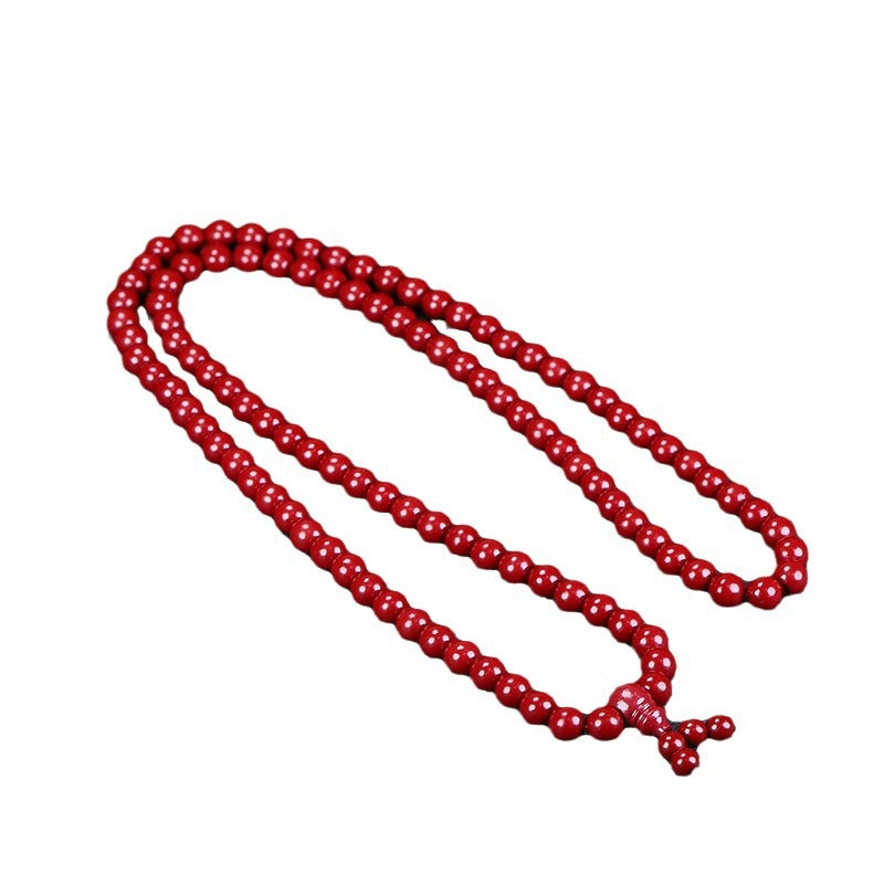Chain Natural Cinnabar Beads Purple Gold Bracelet
