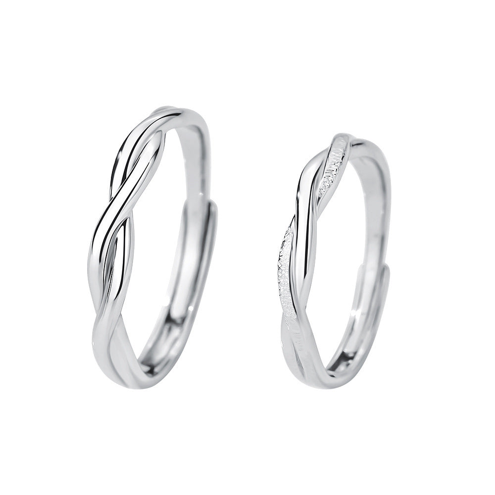 Sier Mobius Strip Couple Simple Design Valentine's Day Rings