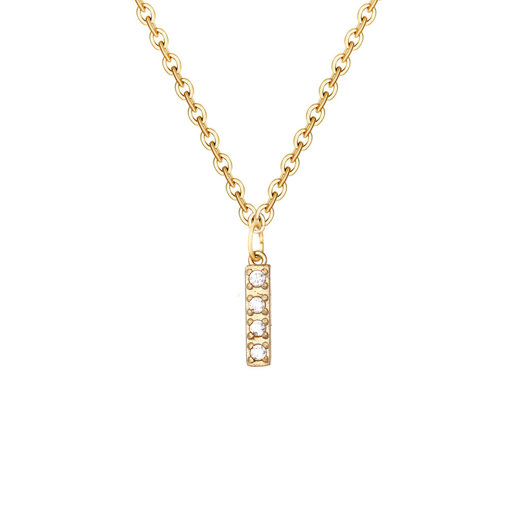Simple Stainless Steel Diamond Letters Gold-plated Clavicle Necklaces