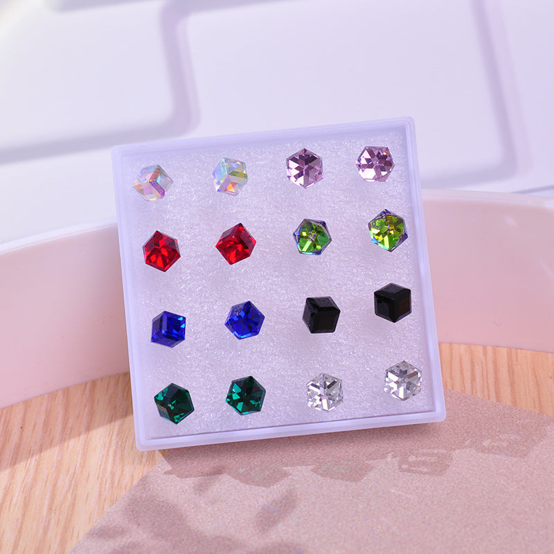 Square Sugar Female Set Stall Ornament Plastic Earrings