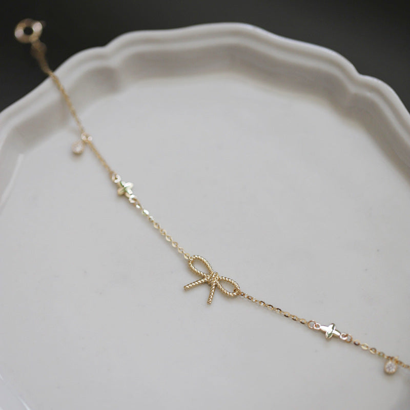 Sier Gold-plated Twist Bow Female Clover Simple Artistic Bracelets