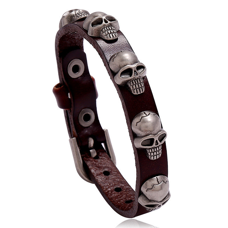 Women's & Men's Genuine Leather Skull Punk Rock Retro Bracelets