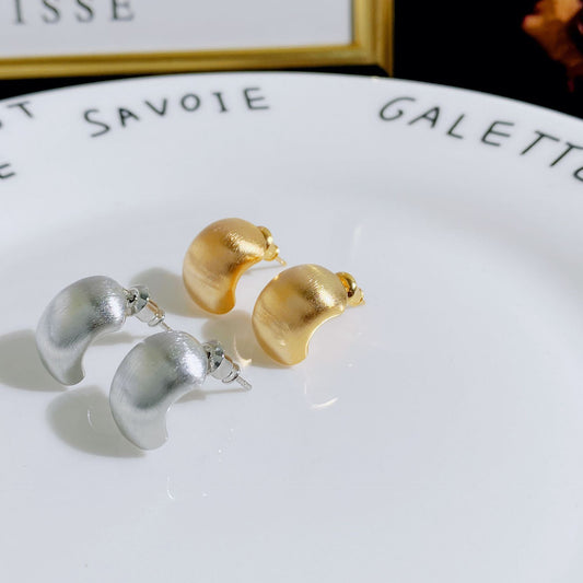 Style Simple Metal Brushed Bean-shaped Sier Rings