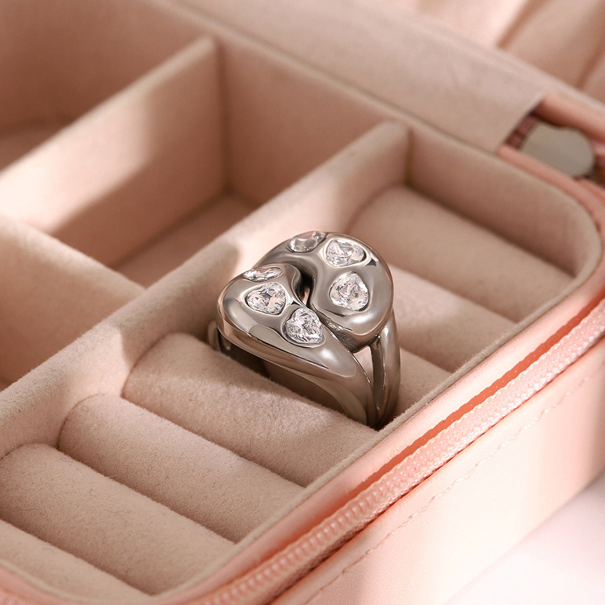 Stainless Steel Glossy Interlaced Water Drop Rings