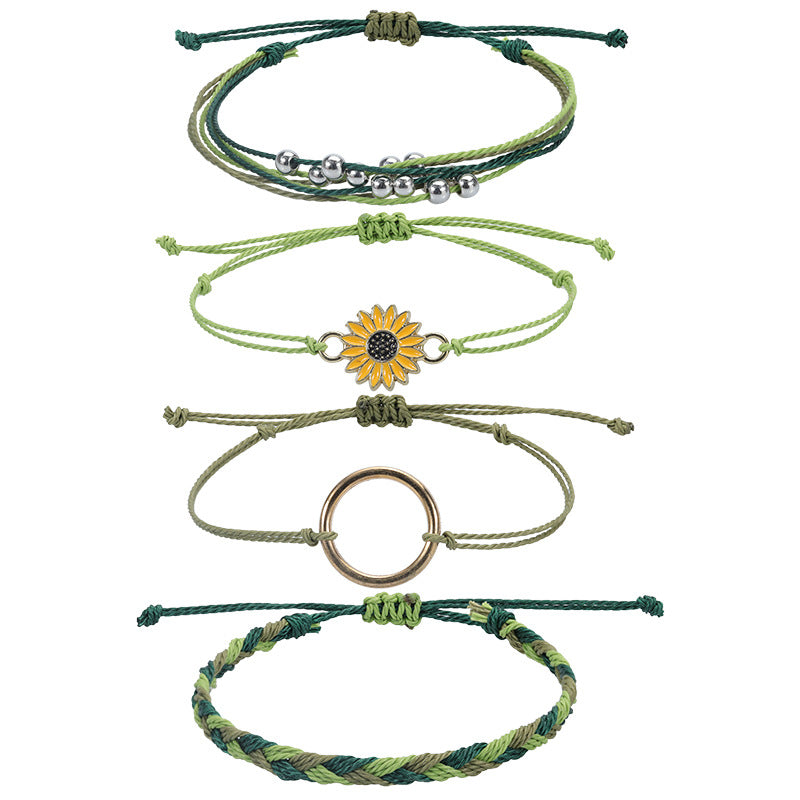 Strap Waterproof Wax Line Hand-woven Sunflower Bracelets