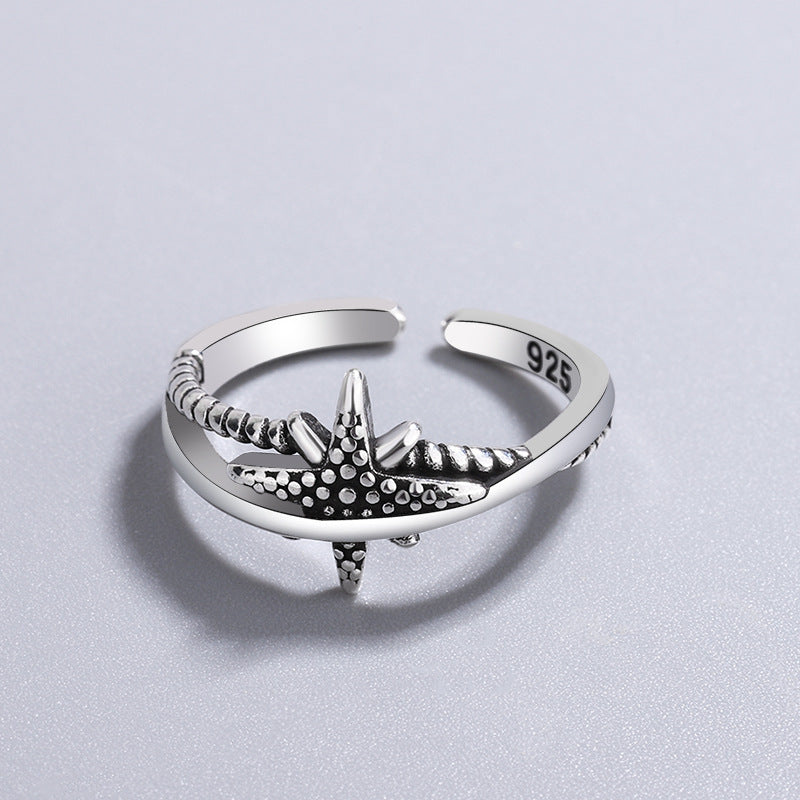 Retro Punk Distressed Snake Flower Personality Rings