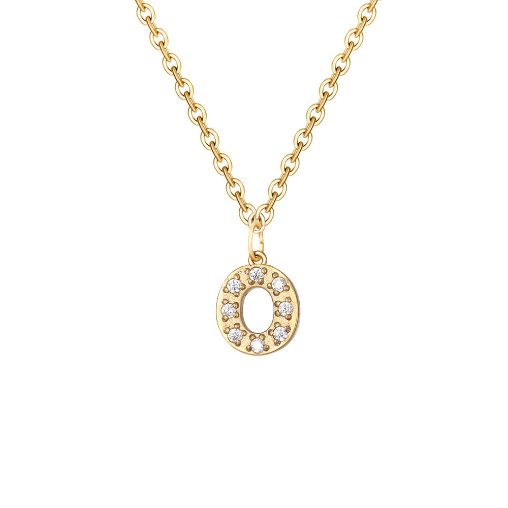 Simple Stainless Steel Diamond Letters Gold-plated Clavicle Necklaces
