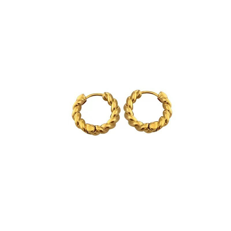 Women's Real Gold Plating Korean Texture Twisted Earrings