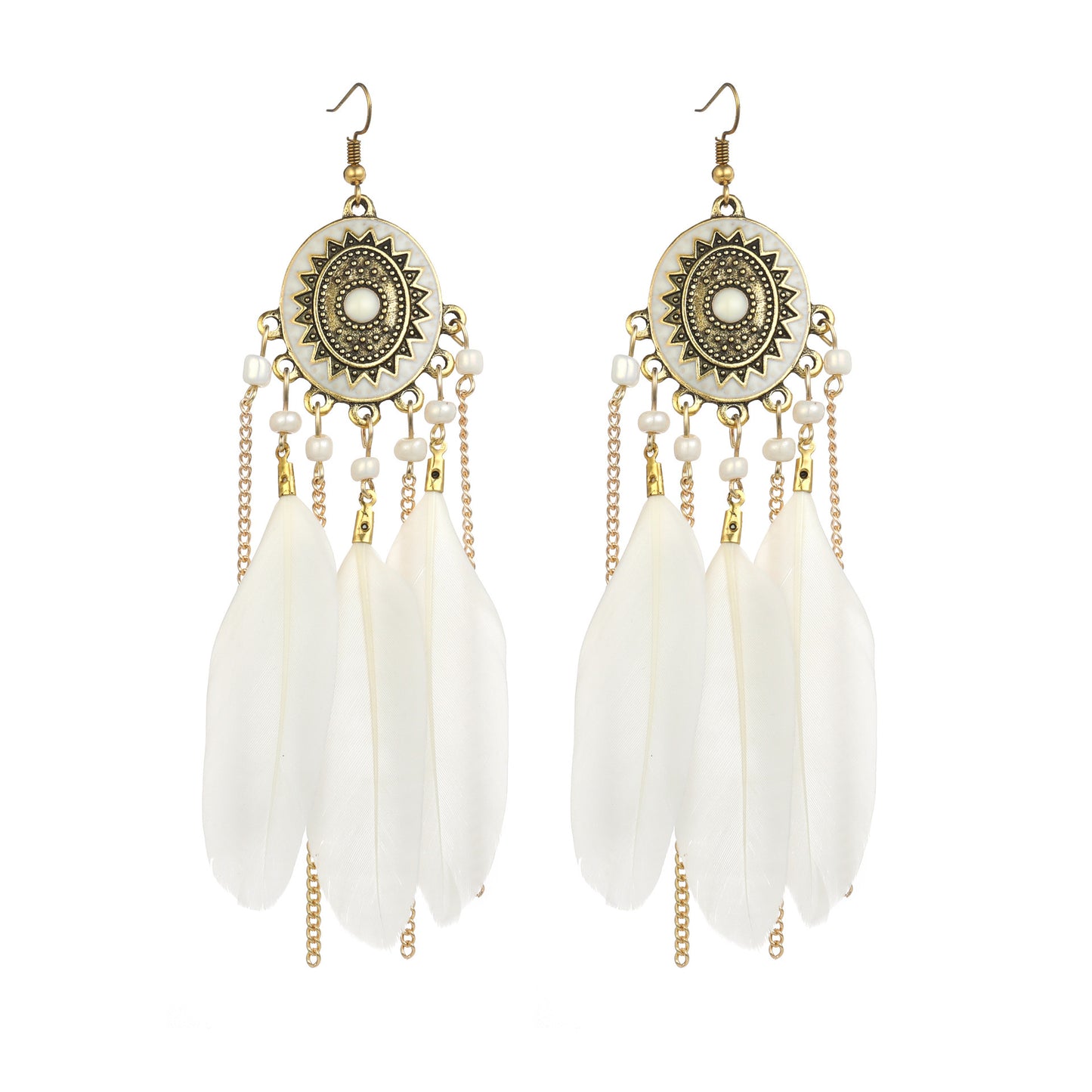 Hook Retro Personality Handmade Leaves Tassel Earrings