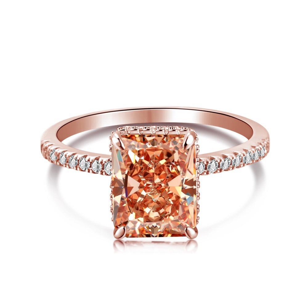 French Style Super Flash Square Diamond Ice Rings