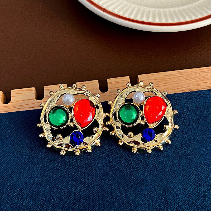 Oil Oval Geometric French Retro Special Earrings