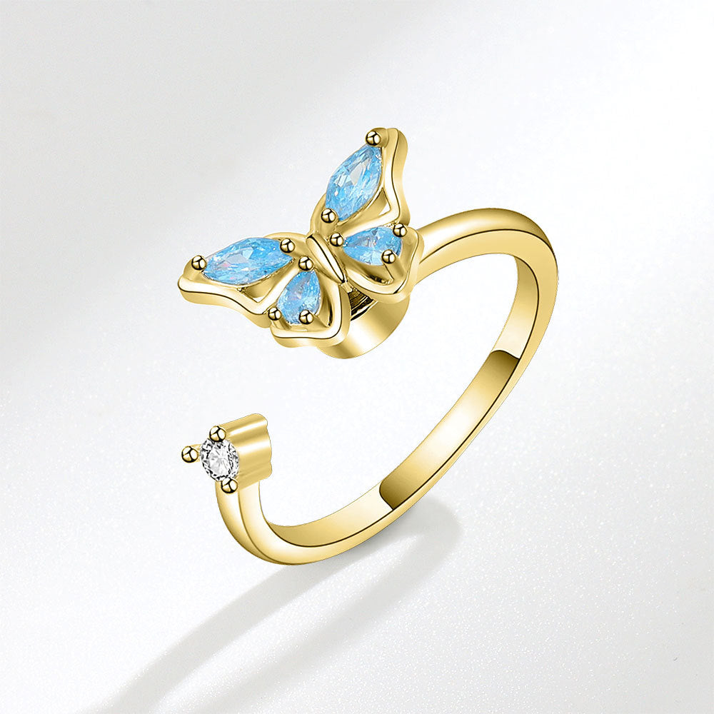 Butterfly Rotatable Female Accessories Personalized Opening Rings