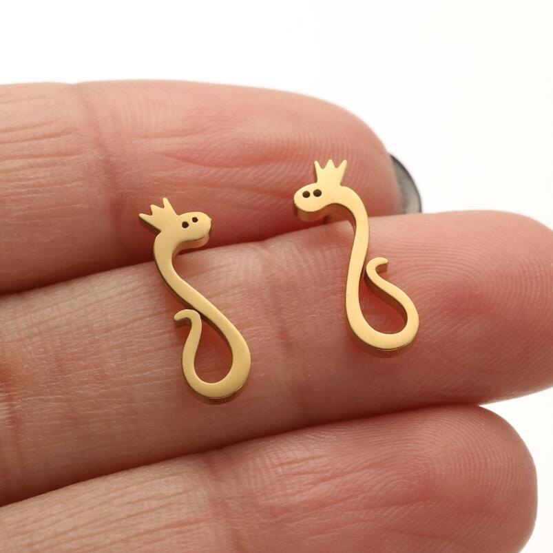 Accessories Stainless Steel Bear Elk Snake Bird Earrings