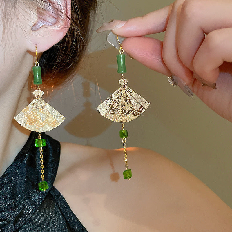 Chinese Style Flower Bamboo Tassel Fashion Trend Ear Hook Earrings