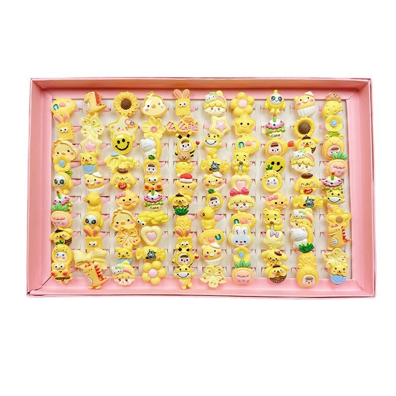 Children's Cartoon Nostalgic Frosted Texture Plastic Kindergarten Rings