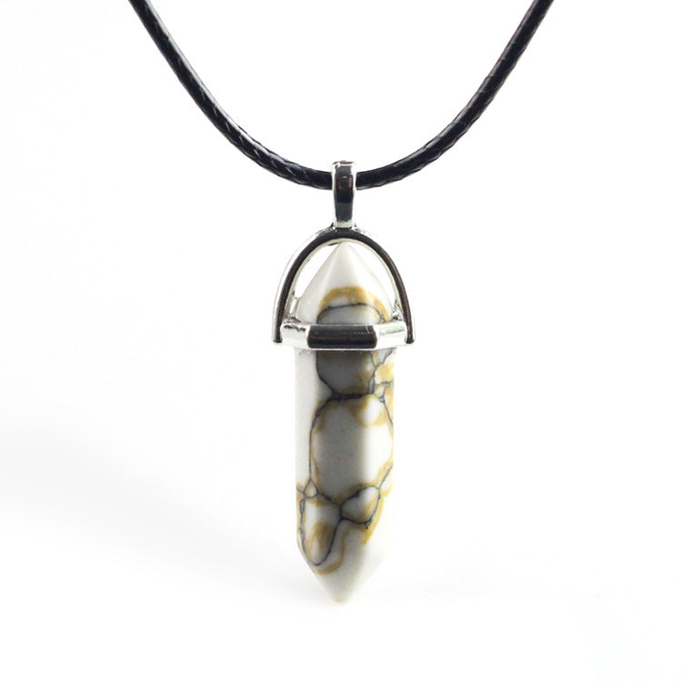 Natural Stone Hexagon Prism Fashion Crystal Necklaces