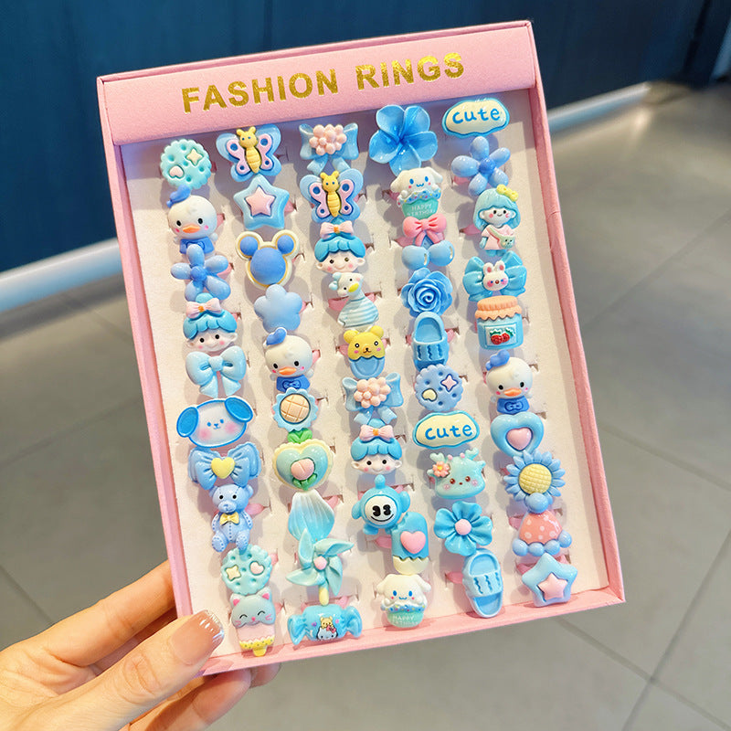 Children's Cartoon Nostalgic Frosted Texture Plastic Kindergarten Rings