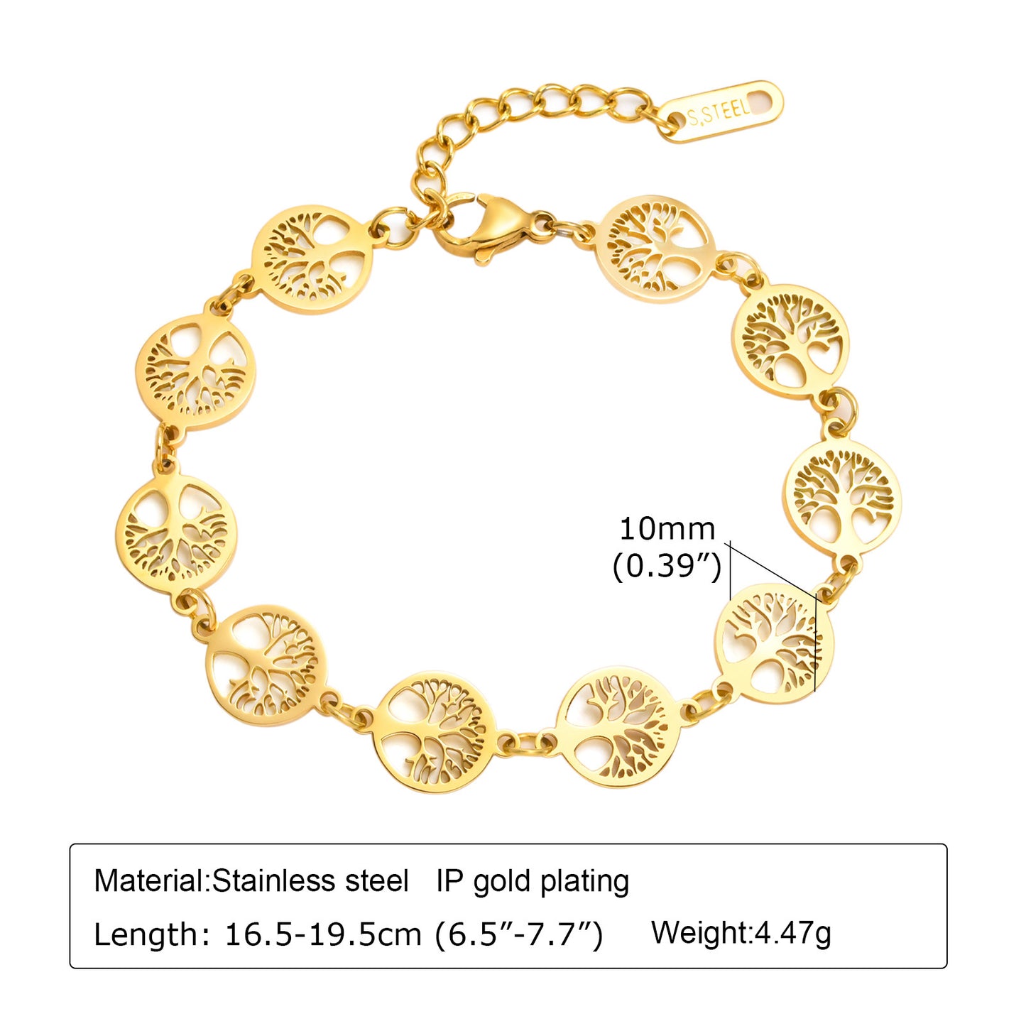 Lucky Tree Butterfly Wheat Triangle Geometric Gold Bracelets
