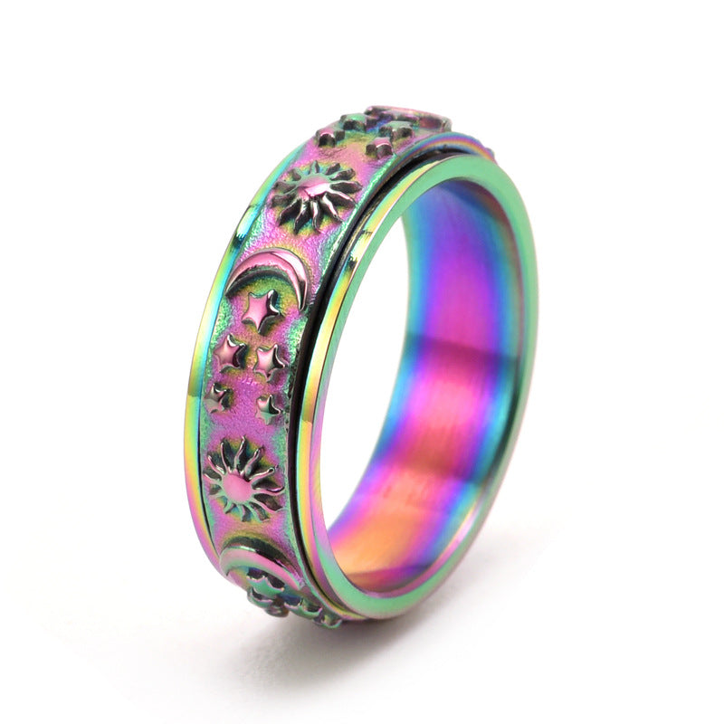 Sun Moon Star Can Rotatable Lady Rings
