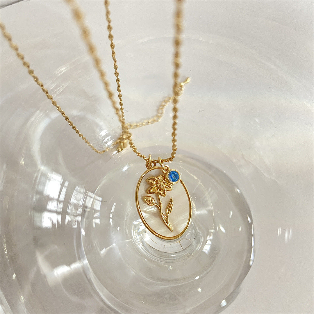 Real Mother Shell Moon Female Birthstone Necklaces