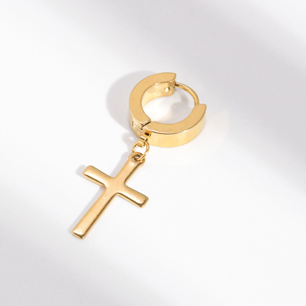 Women's & Men's Stainless Steel Cross Shelf Ear Clip Simple Hip Earrings