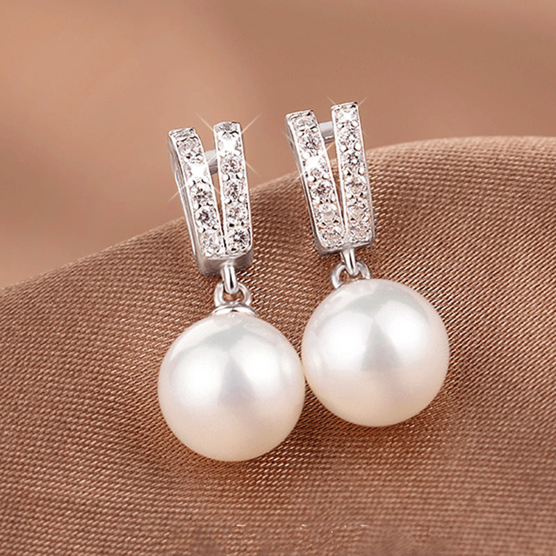Baroque Large High-grade Sense Artificial Pearl Lady Style Shell Pearls Earrings