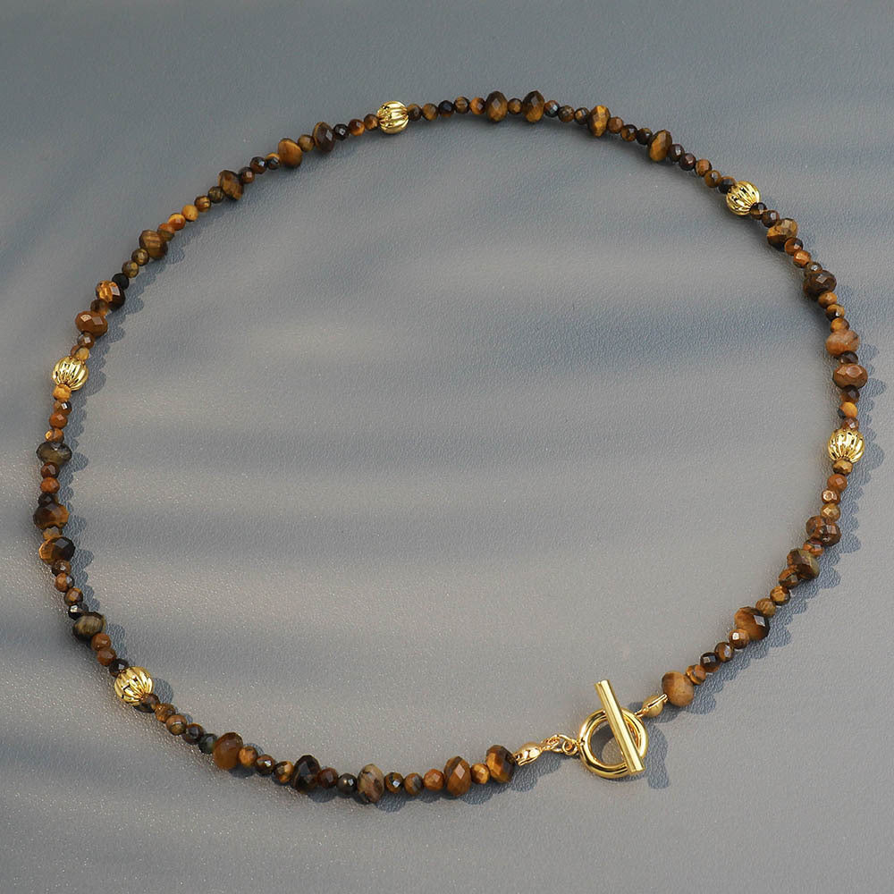 Natural Tigereye Irregular Beaded Accessories Niche Retro Clavicle Necklaces