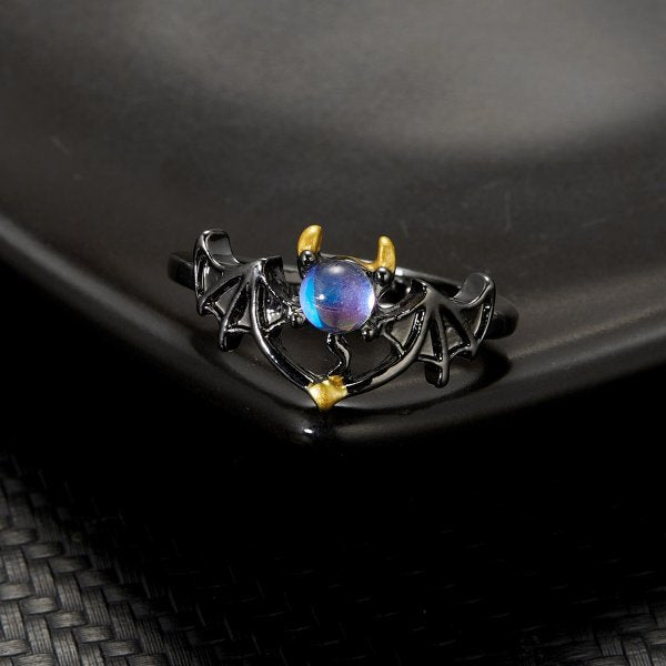 Women's & Men's Creative Angels Demons Moonstone Stylish Opening Adjustable Rings