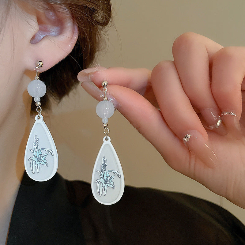 Chinese Style Flower Bamboo Tassel Fashion Trend Ear Hook Earrings