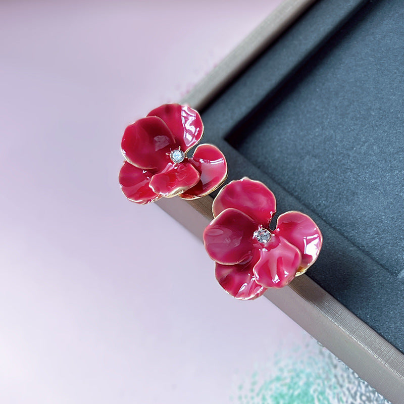 French Retro Petal Ear Accessory High Earrings