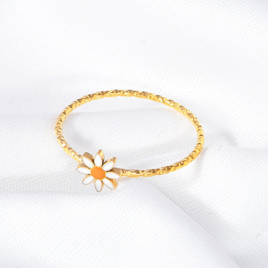 Niche Daisy Flowers Titanium Steel Simple Rings