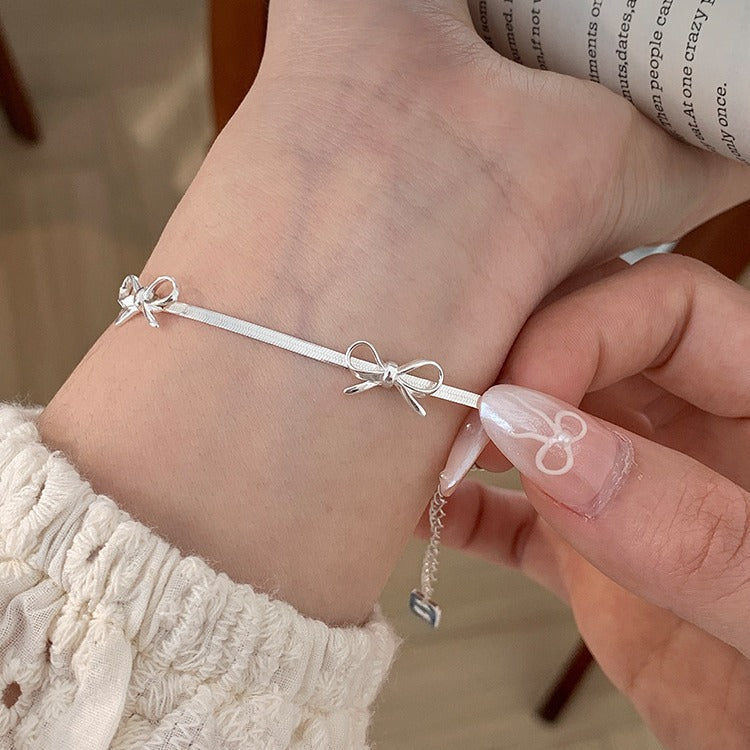 French Style Temperament Bow Snake Bones Chain Necklaces