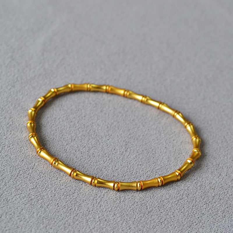 Women's Style Artistic Vintage Brass Ancient Gold-plated Frosted Bamboo Bracelets