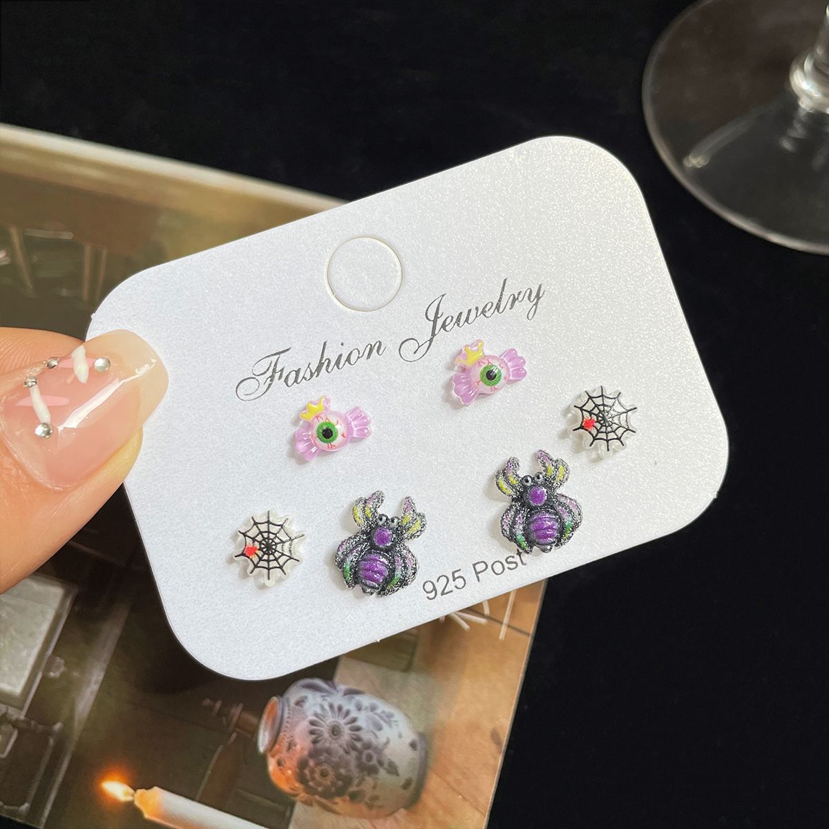 Halloween Monster Earings Set Sier Needle Earrings