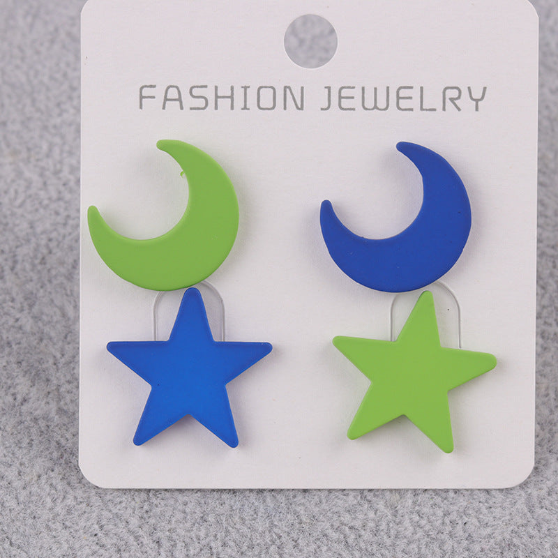 Niche Star Moon Two-piece Set Acrylic Simple Earrings