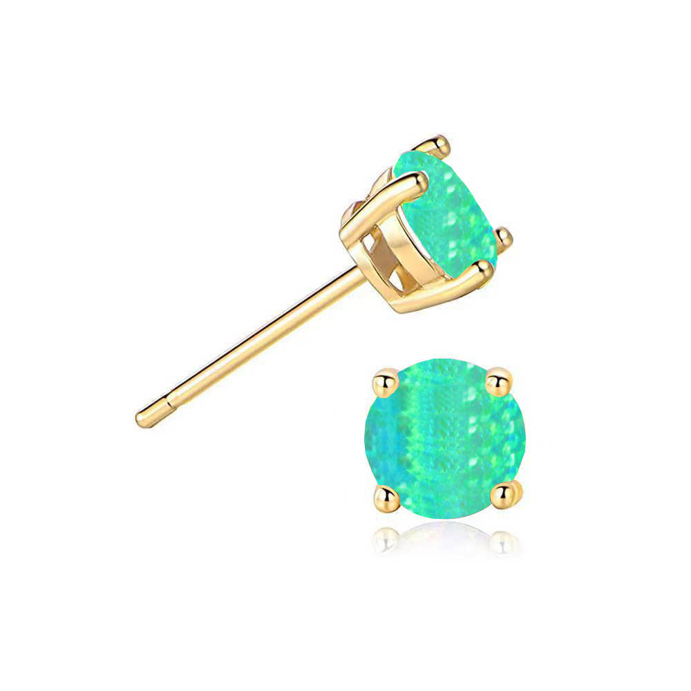 Women's Popular White Opal Round Mini Single Stud Earrings