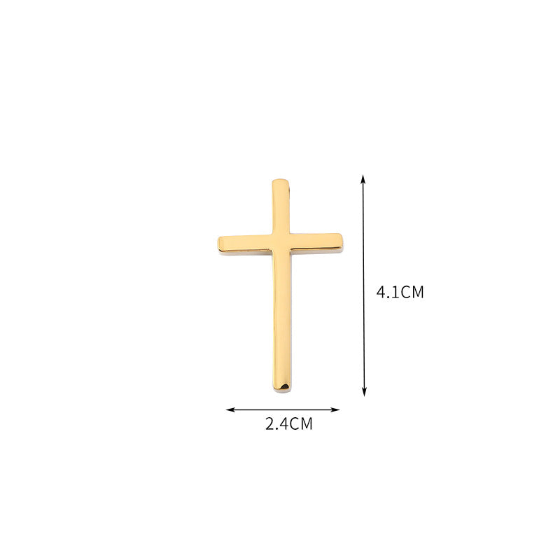 Men's Stainless Steel Three-dimensional Perforated Cross Simple Necklaces