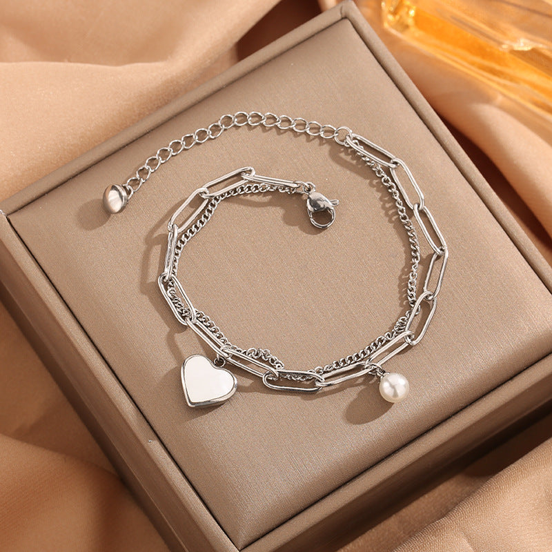 Style Personality Double Layer Temperament Wild Peach Heart Bracelets