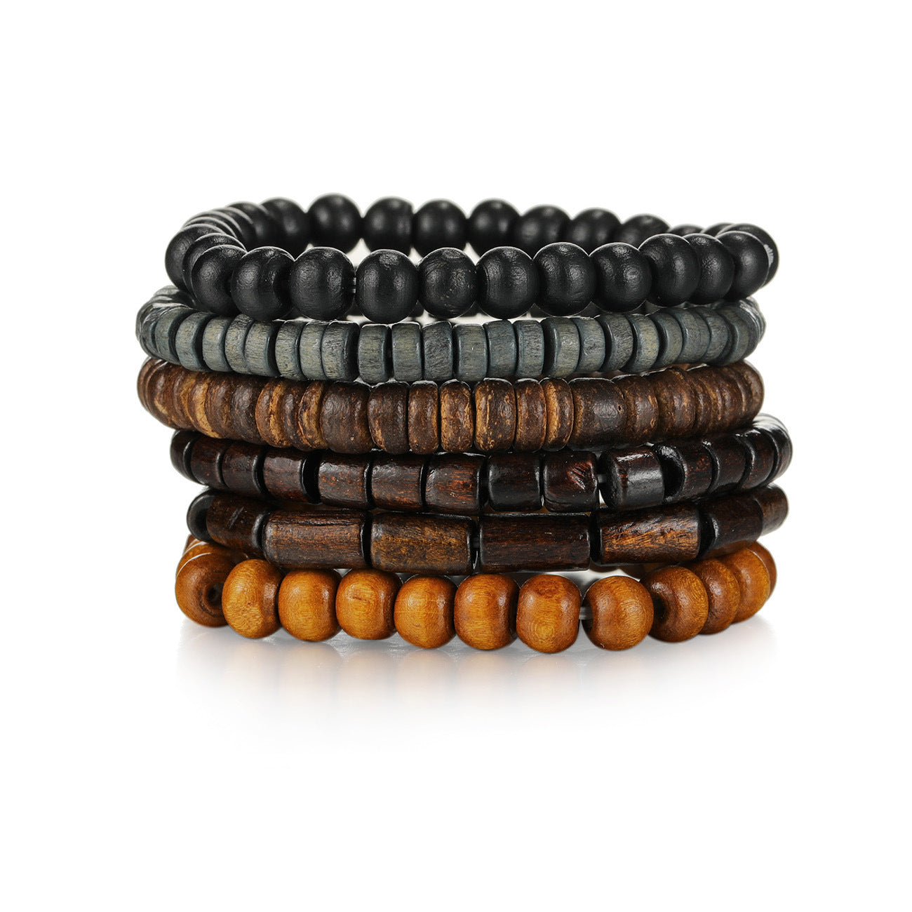 Men's Volcanic Rock Tigereye Wooden Bead Stretch Bracelets