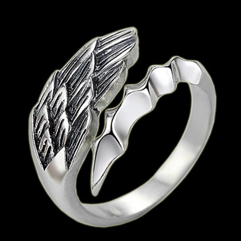 Men's Angel's Wings Fashion Retro Trend Feather Ring