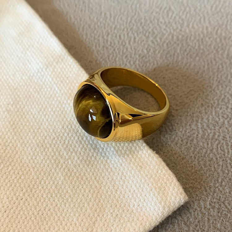 Style Ornament Imitation Tiger Eye Gemstone Female Rings