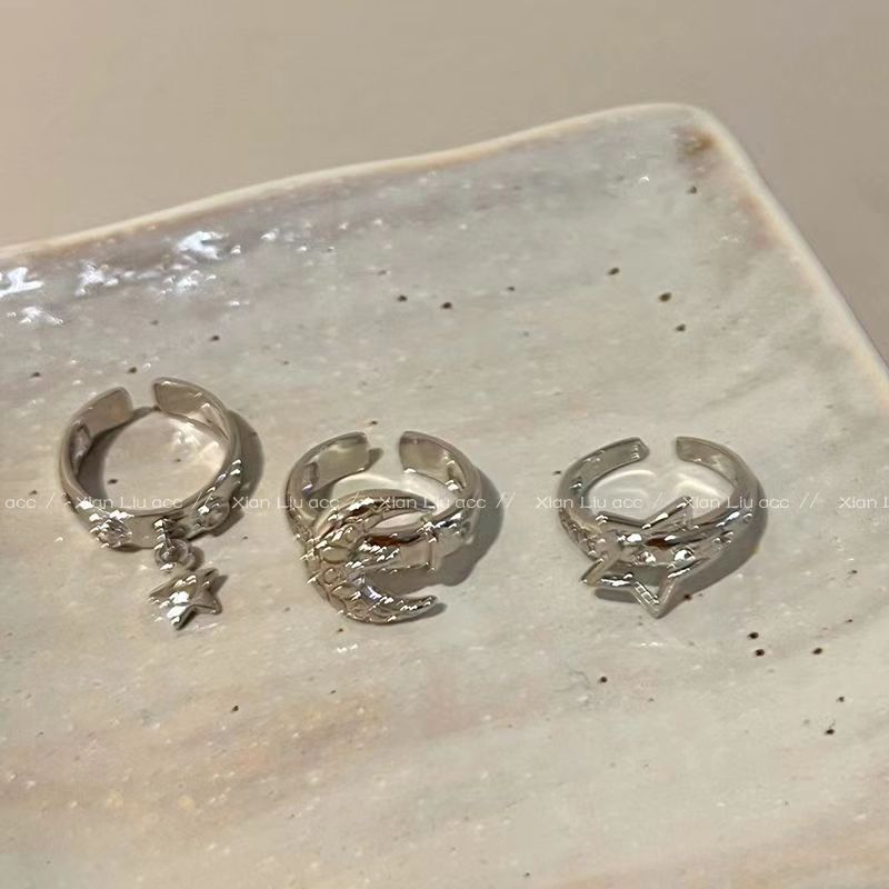 Star Moon Female Design Light Luxury High-grade Cold Style Rings